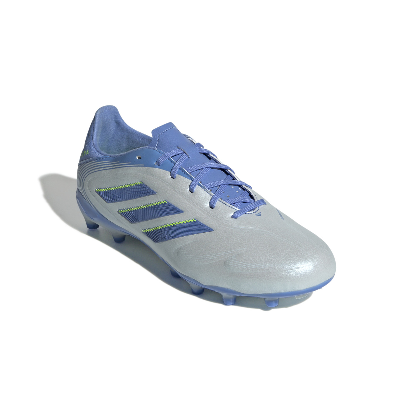 Adidas Copa Pure III League Gras / Kunstgras Voetbalschoenen (MG) Kids Blauw Grijs Neongeel