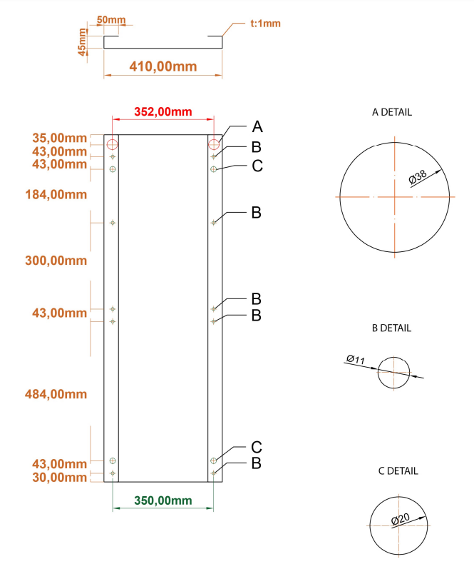 Eastbrook Wingrave paneelradiator 40x120cm antraciet 593W