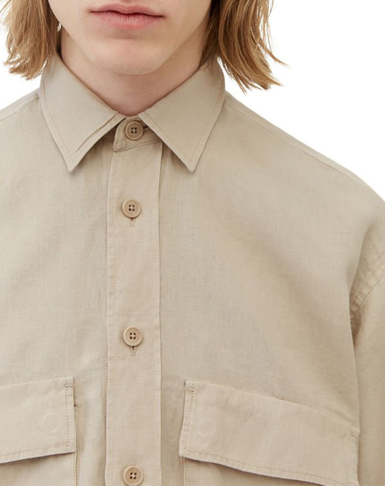 Marc O'Polo Surchemise 100% Lin manches longues Oversize West beige