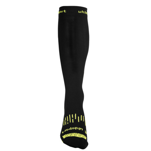 Meia de compressão preta/amarela fluorescente Uhlsport