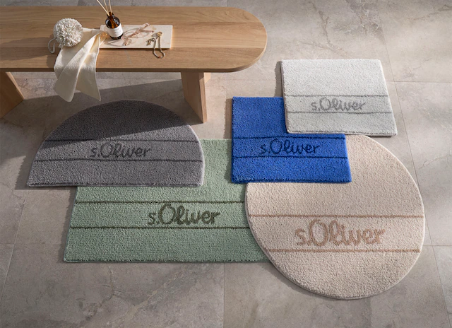 s.Oliver Badematte »Allie, Badvorleger, Badezimmer Teppich, Duschvorleger« Höhe 10 mm rutschhemmend beschichtet schnell trocknend | strapazierfähig Badteppich, weiche Haptik, unifarben mit s.Oliver Schriftzug