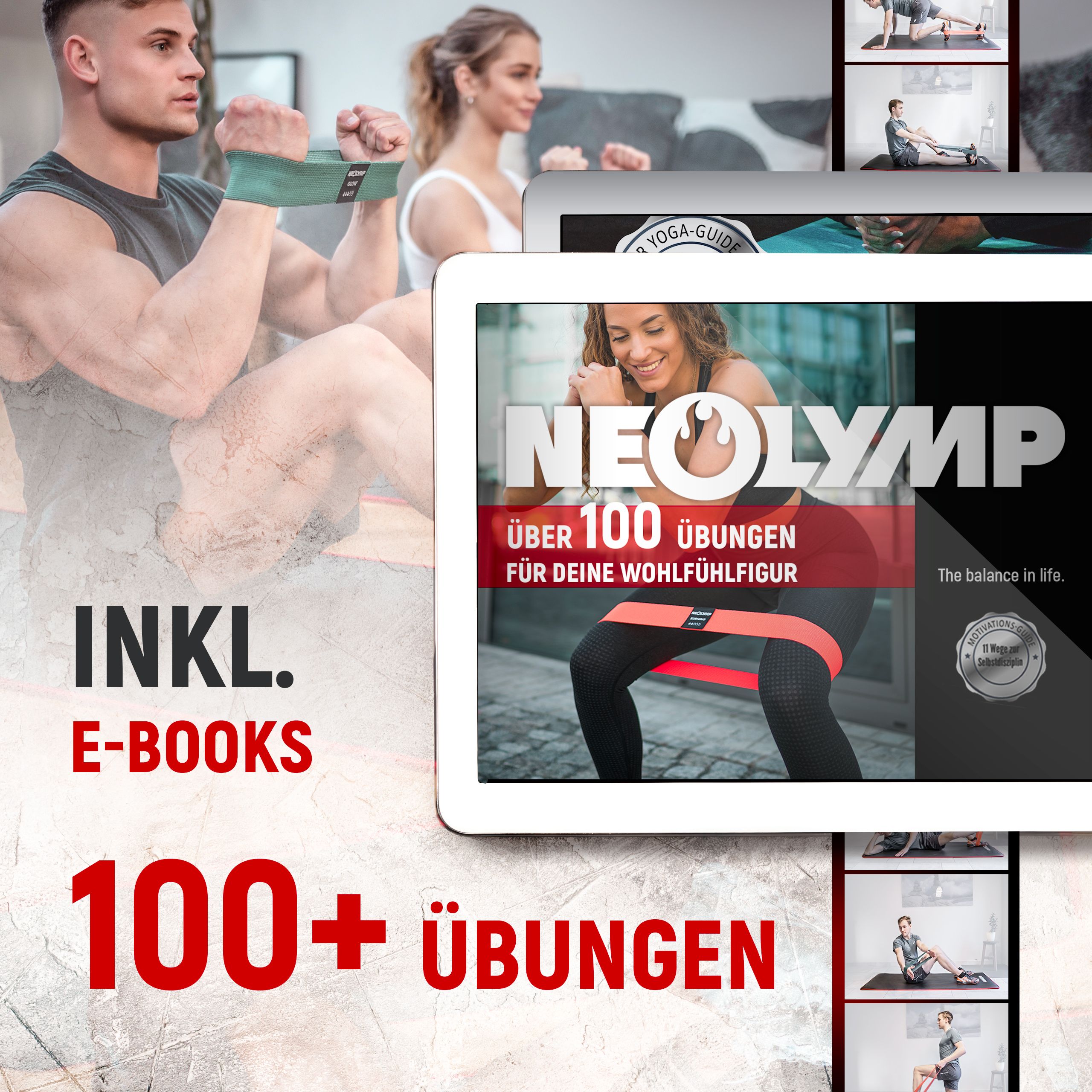 NEOLYMP kurze Fitnessbänder Stoff 5er Set