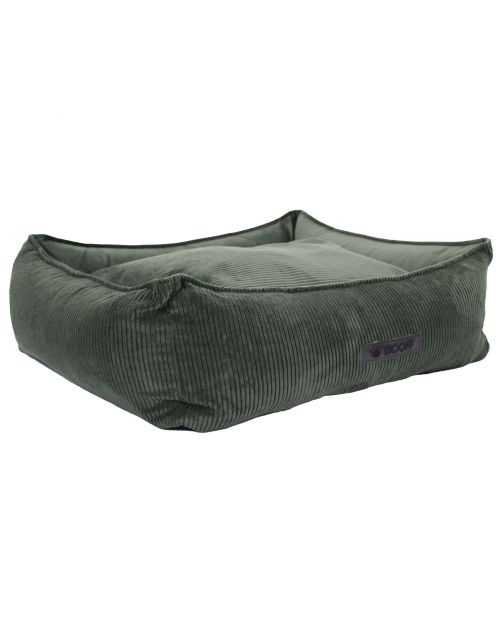 Wooff Cocoon Rib Velours Olijfgroen - Hondenmand