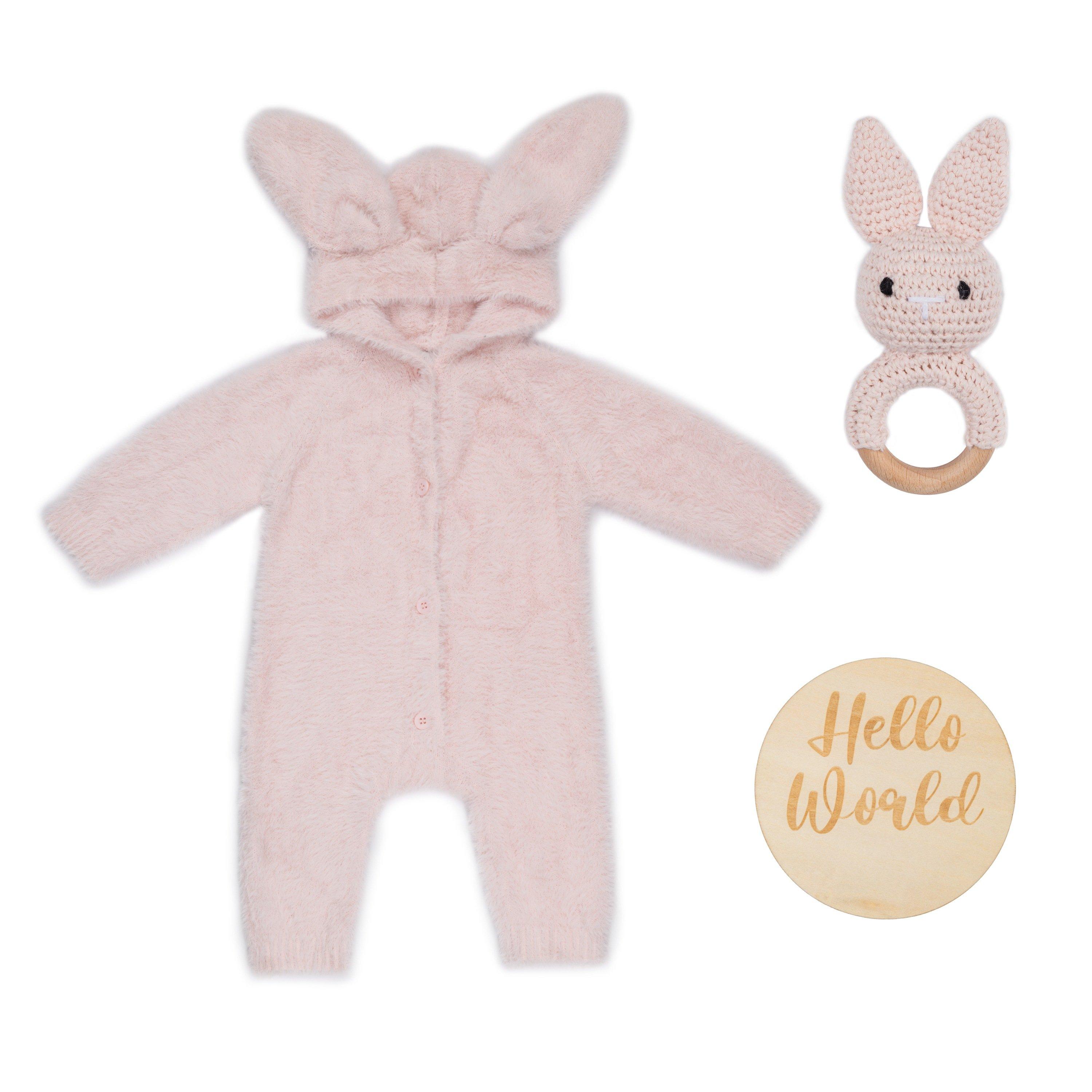 Hello World The Studio Bunny Romper and Rattle Gift Babies