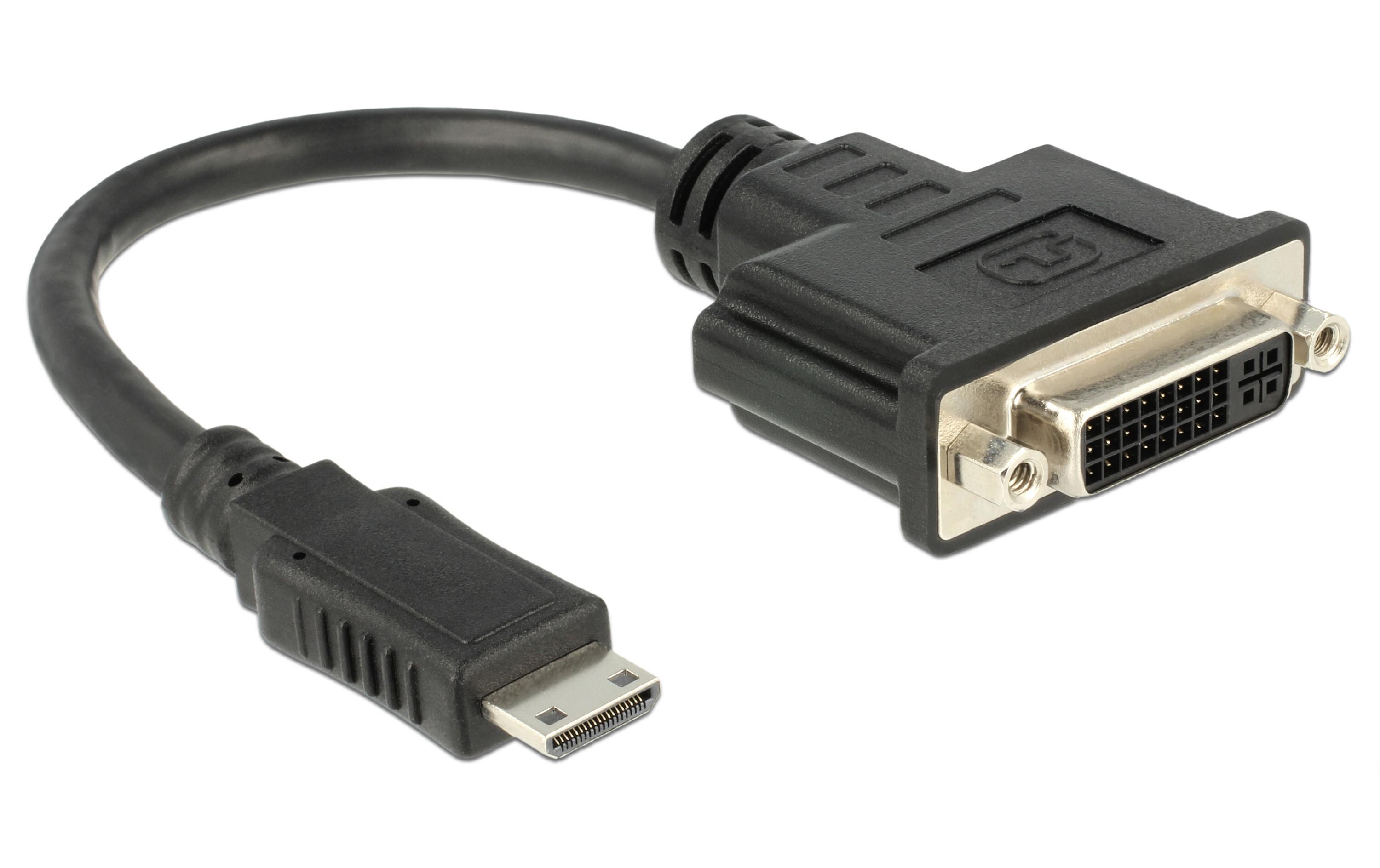 Adapterkabel Mini-HDMI – DVI-D SchwarzDelock Adapter HDMI Mini-C Stecker > DVI 24+5 Buchse 20 cm