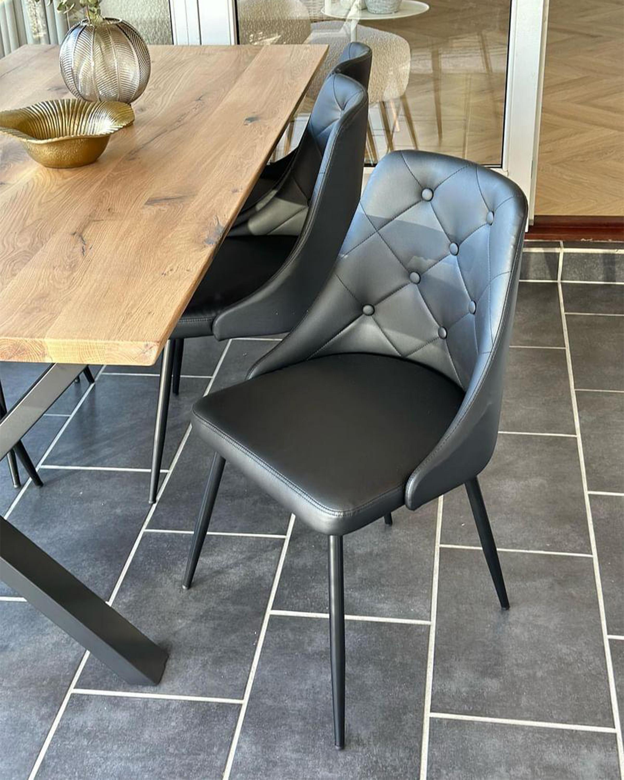 Set van 2 eetkamerstoelen VALERIE Kunstleer Zwart