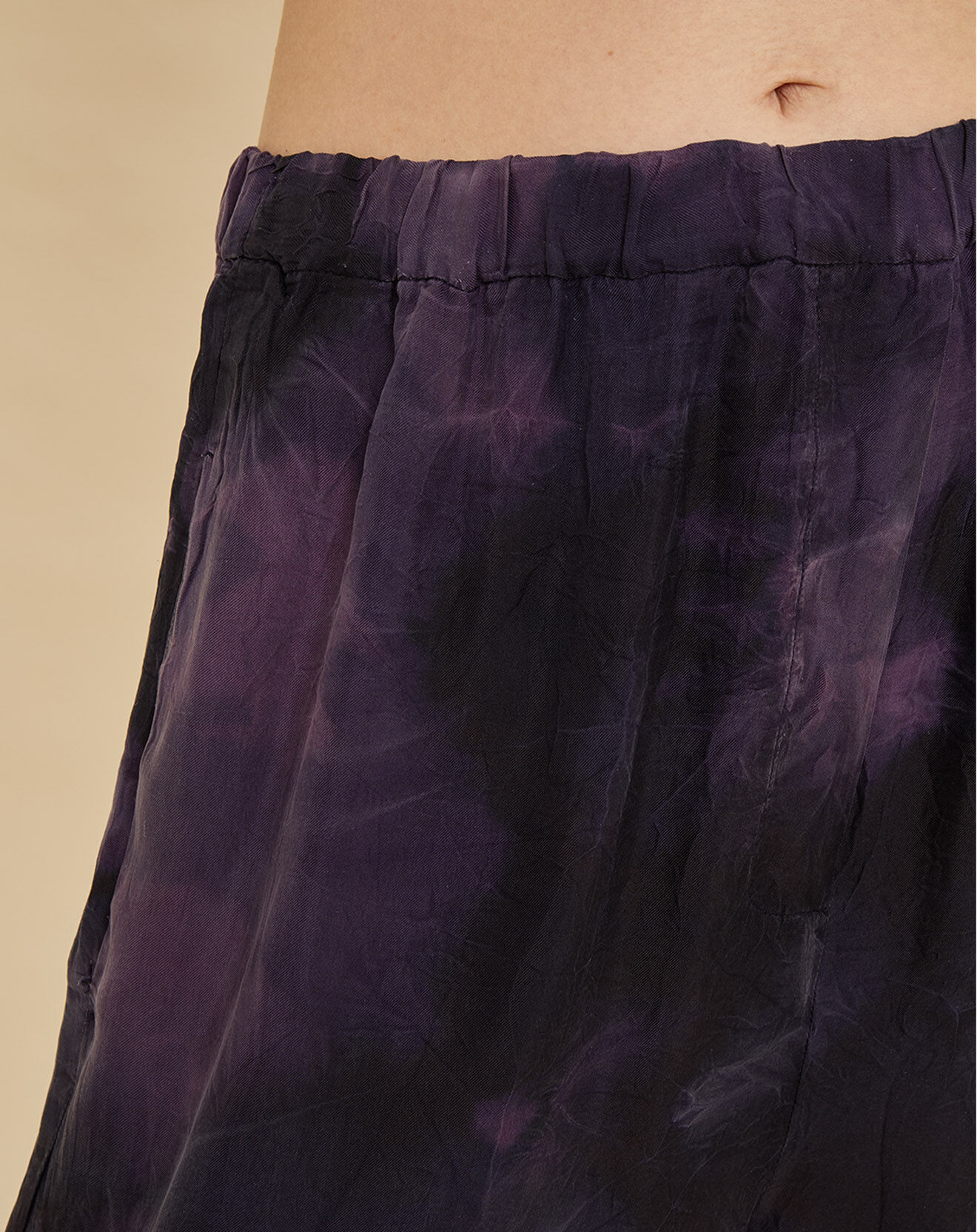 Chloé Stora Pantalon 100% Soie Pueblo tie & dye bleu marine/violet