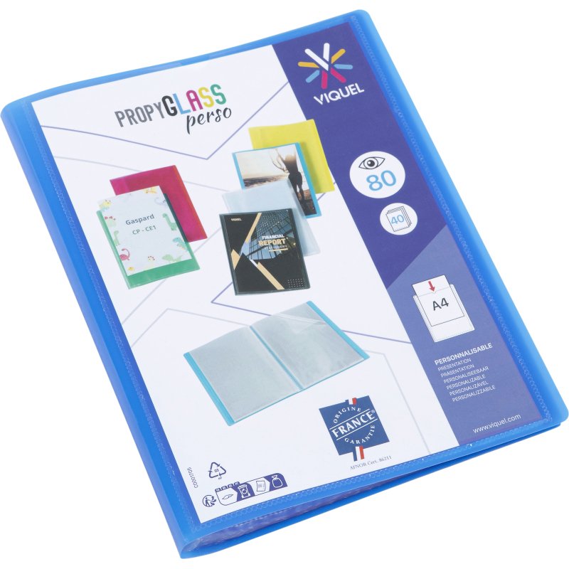 Protège-documents Viquel Propyglass personnalisable A4 40 pochettes - 80 Vues