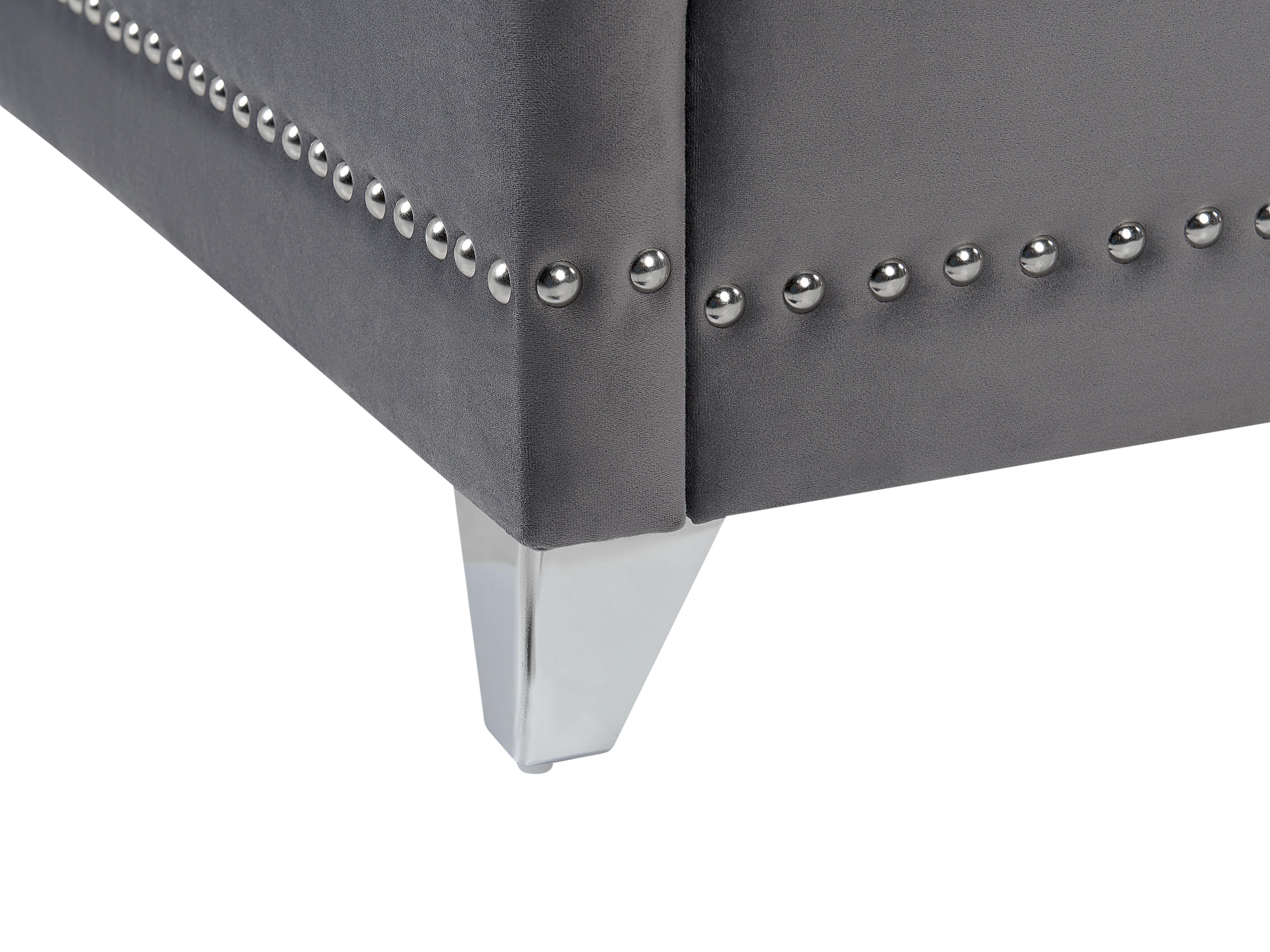 Bed Fluweel AYETTE 160 x 200 cm Grijs