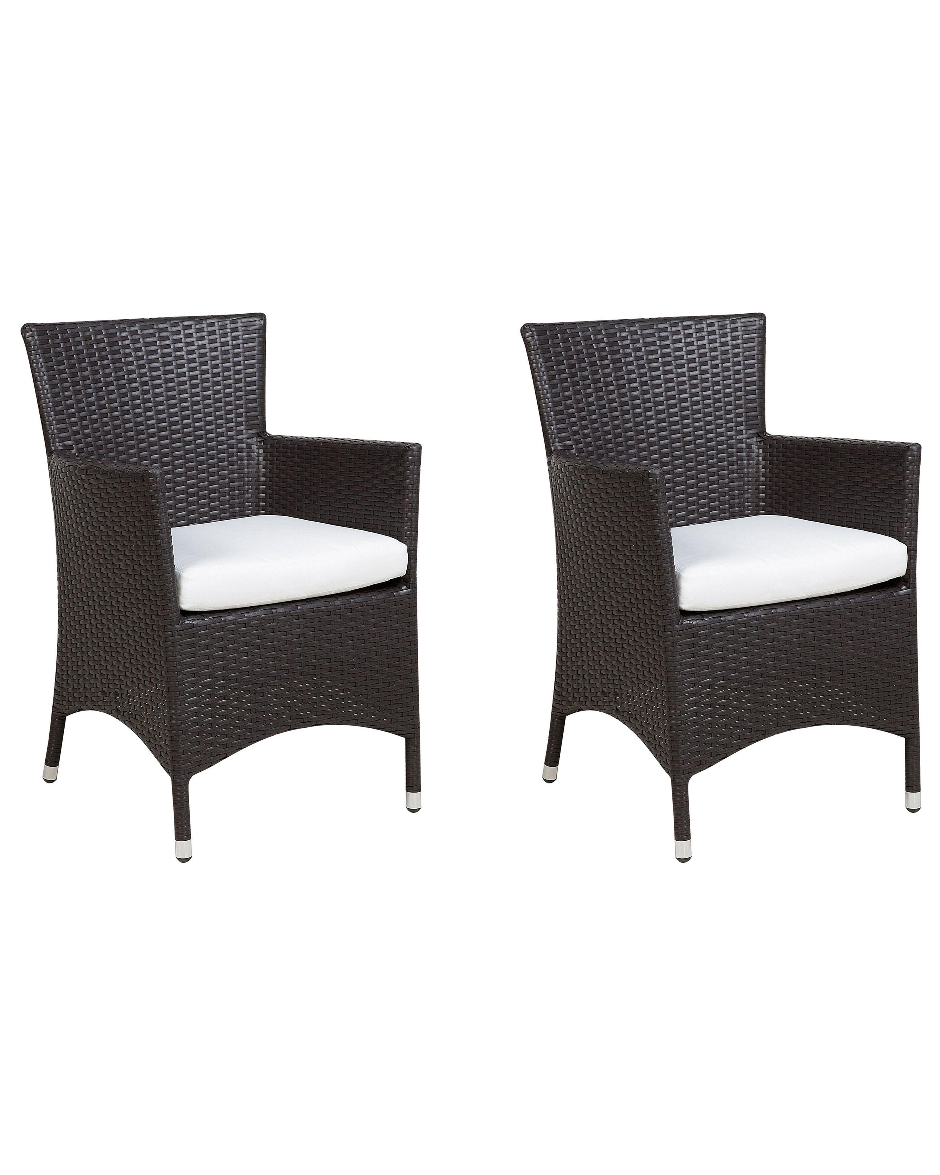 Set van 2 stoelen met zitkussen ITALY PE rotan Donkerbruin