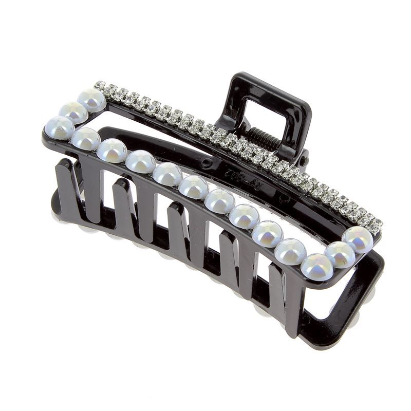 Pince croco strass et perles rectangle