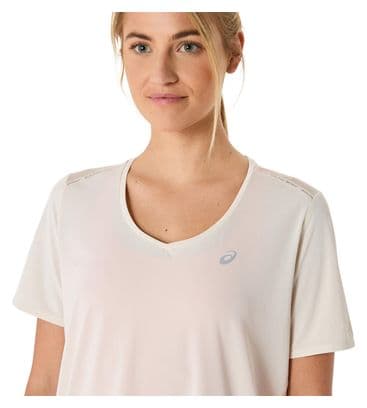 Maillot manches courtes Asics Road V-Neck Beige Femme