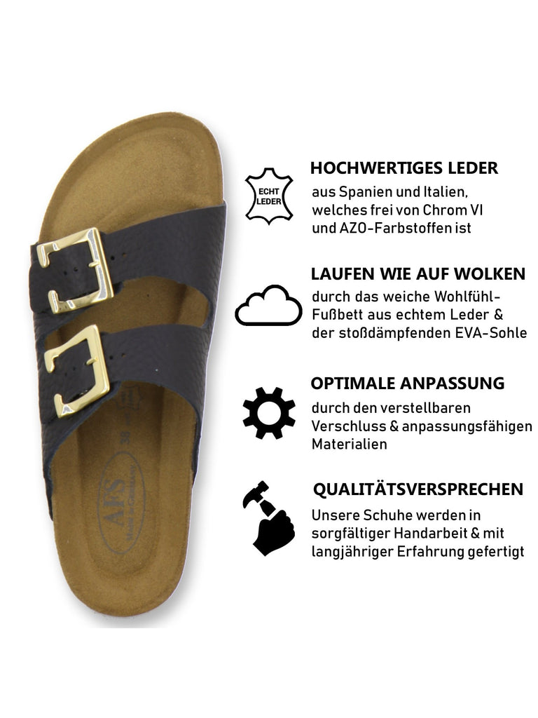 Pantoletten Damen Zweischnaller schwarz