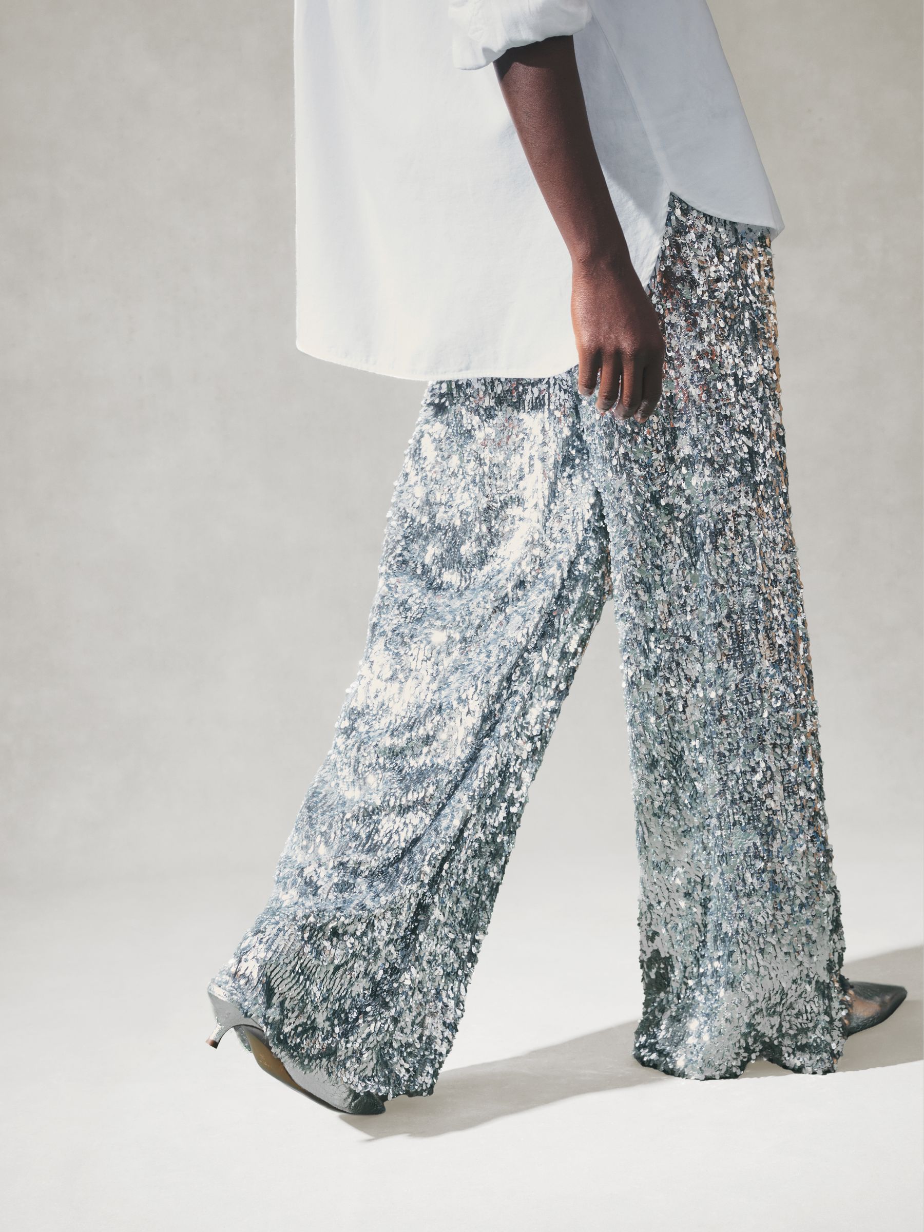 Nothing Ordinary Sequin High Waist Wide Leg Trousers