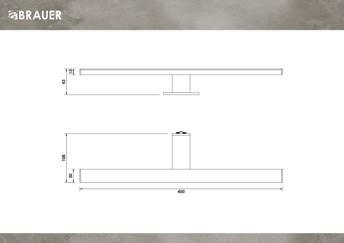 Brauer opbouw spiegelverlichting 45cm chroom