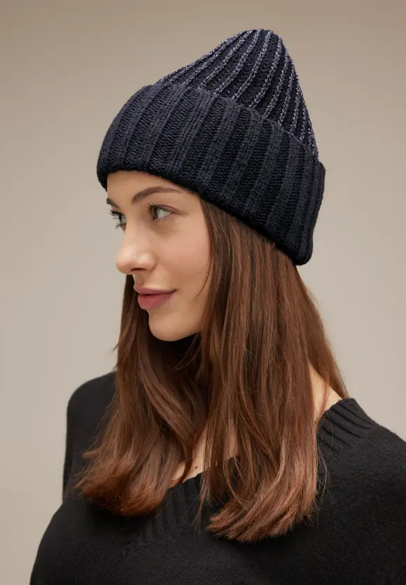 Strickmütze mit Glitzerfäden - Black