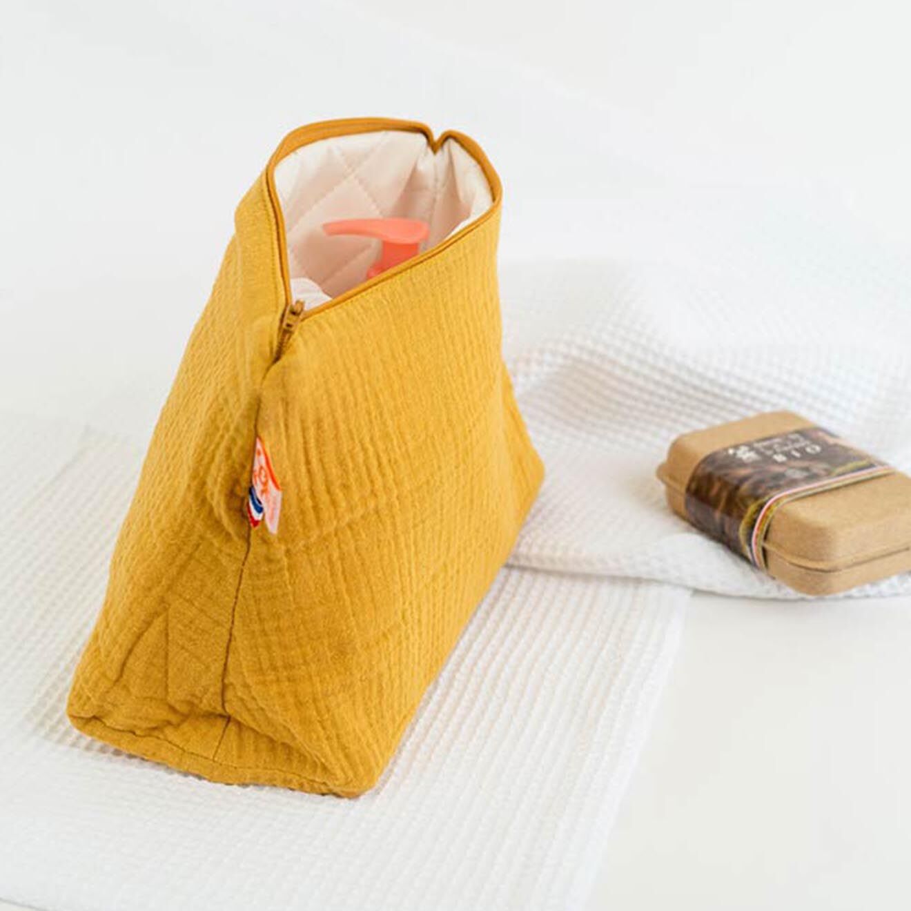 Papate Trousse de Toilette en Coton Bio honey - 23x17 cm
