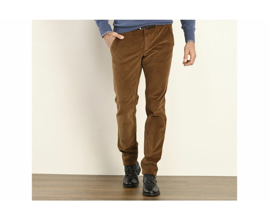 Pantalon chino velours côtelé homme Camel Foncé - NORMAN