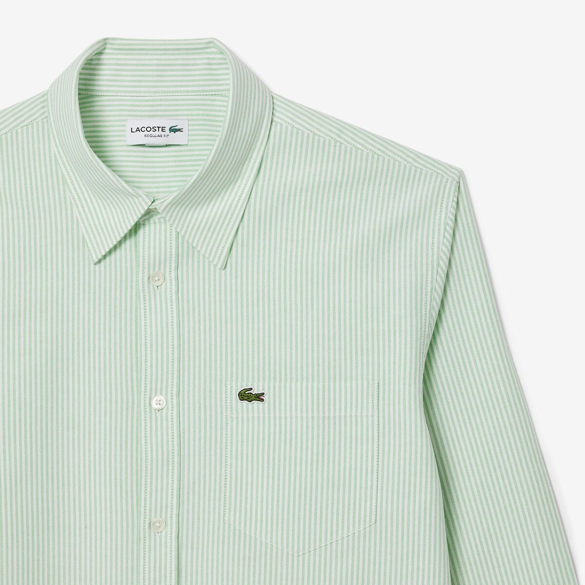 LACOSTE<br>Camisa reta de manga comprida com listras