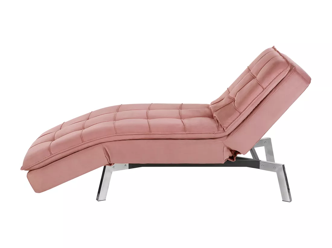 Chaise longue réglable rose LOIRET