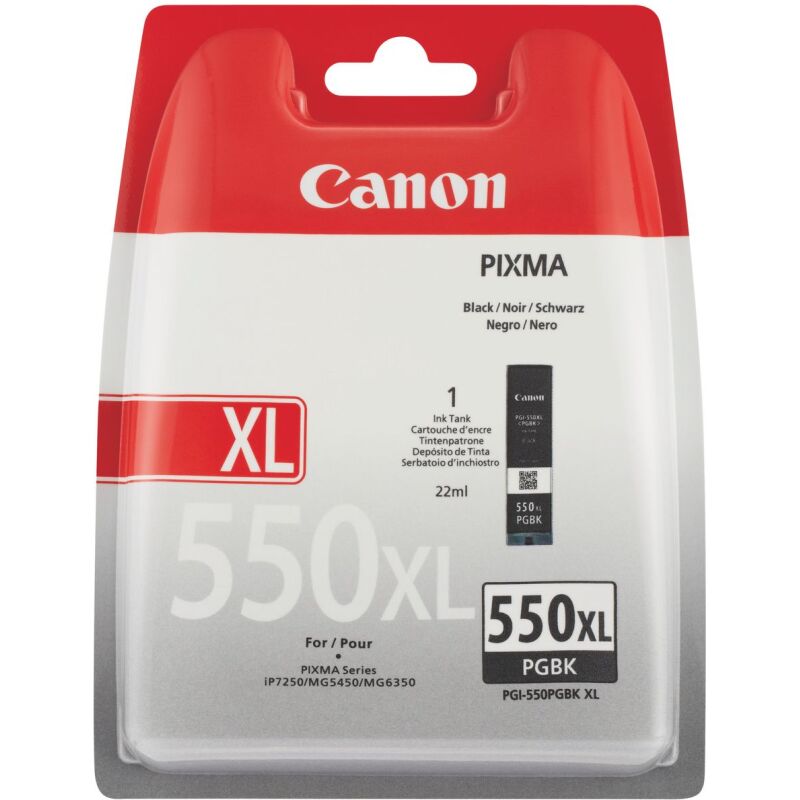 Cartouche Canon PGI 550PG BK XL haute capacité noire pour imprimante jet d'encre
