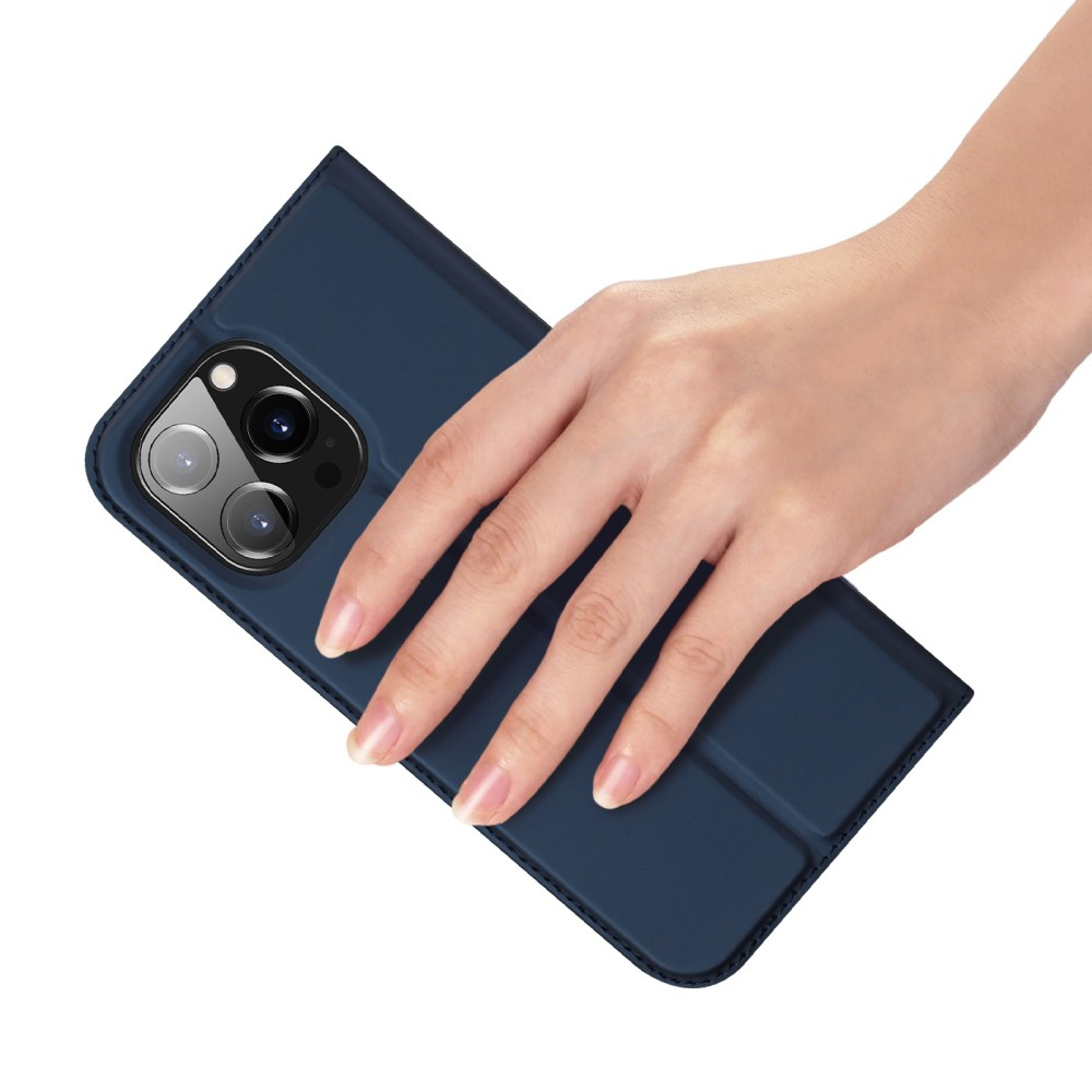 iPhone 14 Pro Max Flip Wallet Cover Leder Tasche - Dunkelblau