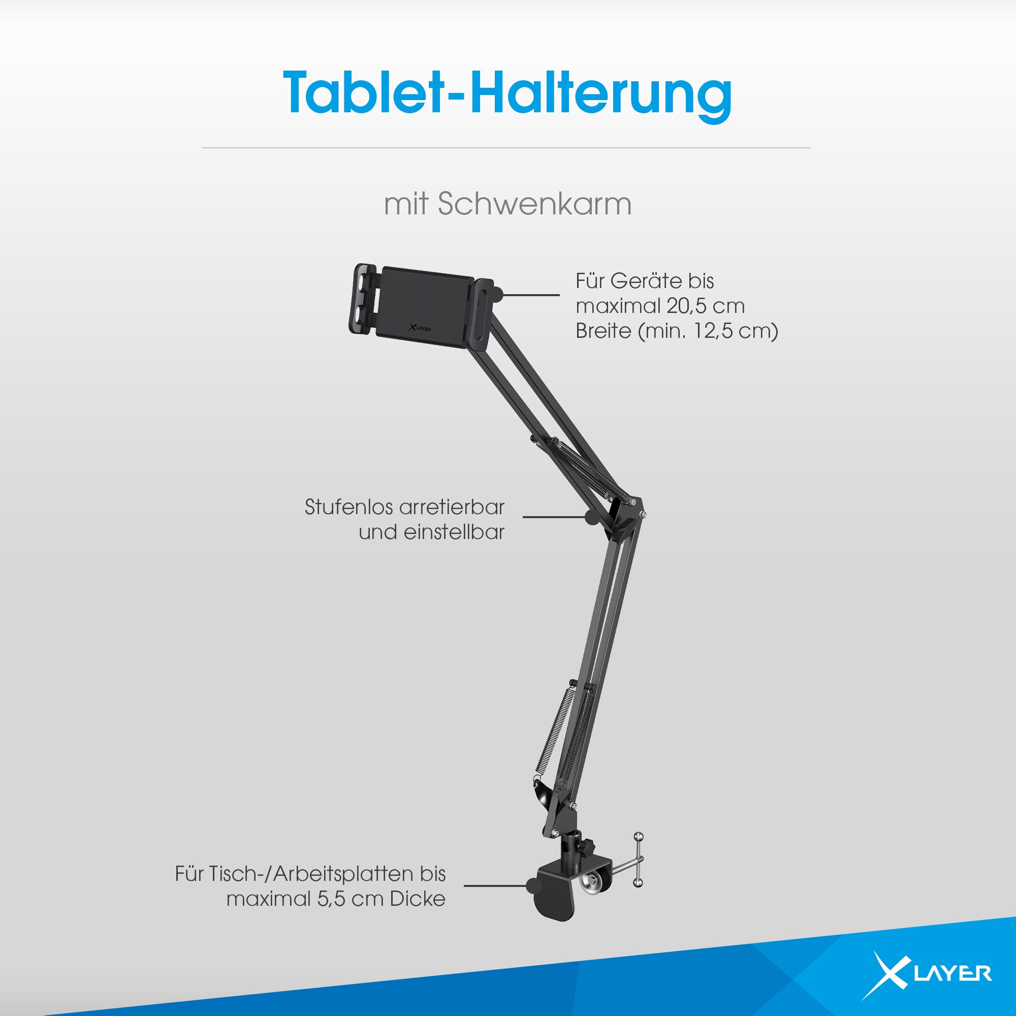 Xlayer MOUNTS XLayer Tablet-Halterung mit Schwenkarm Black