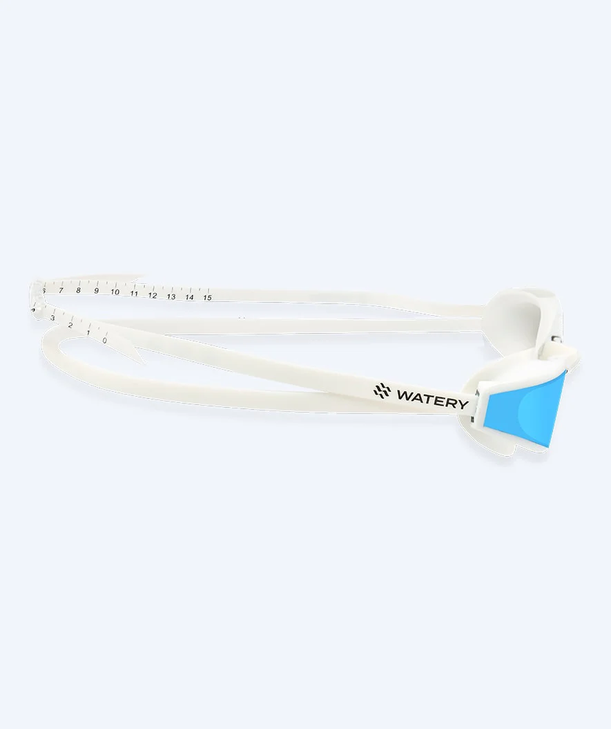 Watery Elite svømmebriller - Storm Racer Mirror - Hvid/blå