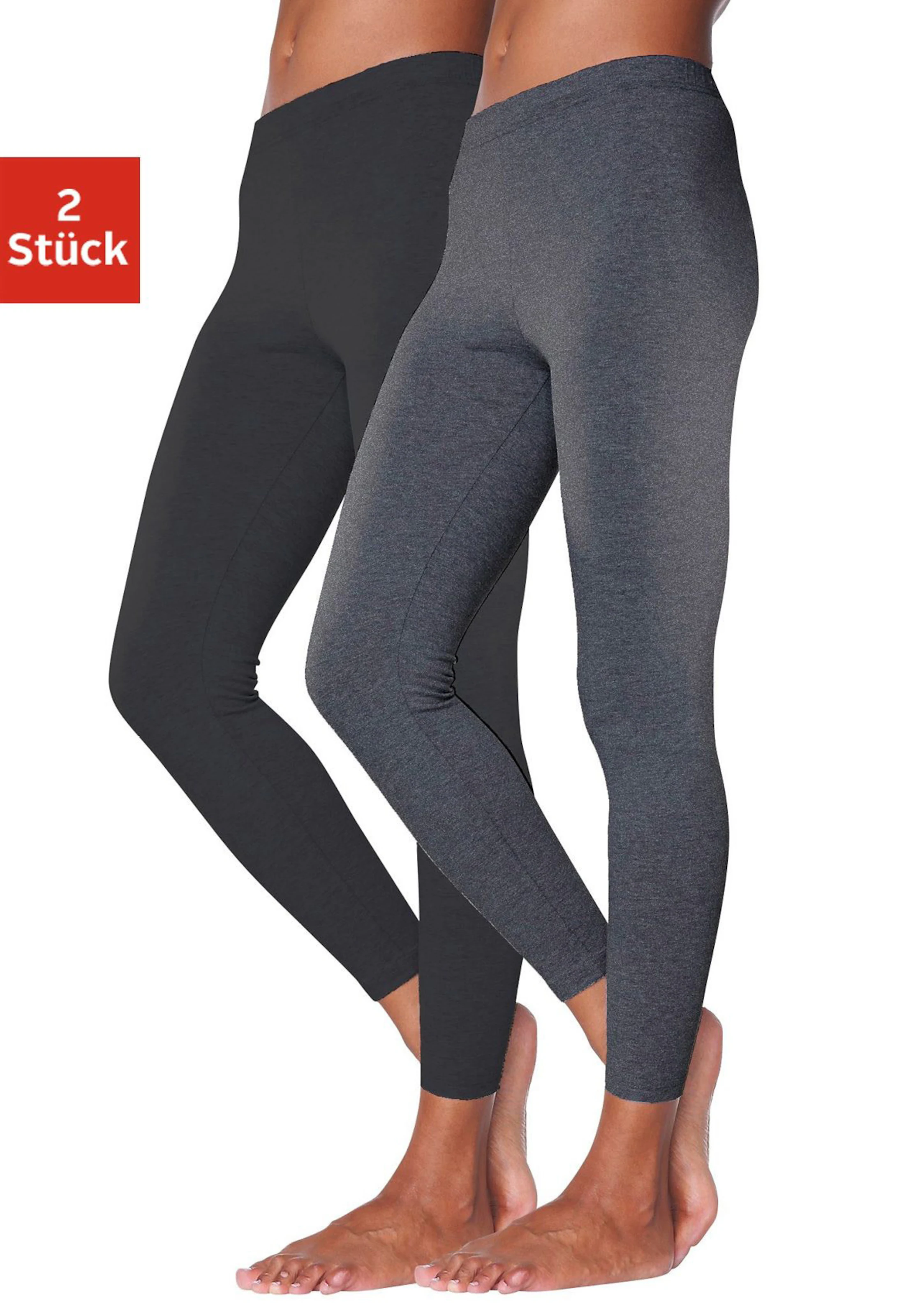 Leggings in anthrazit-meliert, schwarz