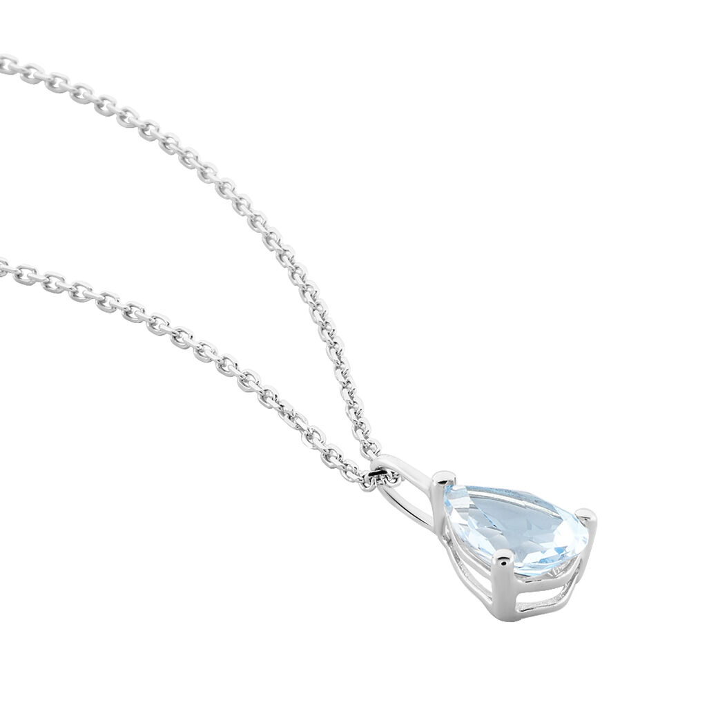 Collier Goutte Or Blanc Topaze