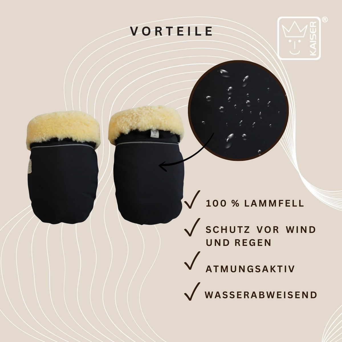 KaiserKaiser   REFLECT Lammfell Kinderwagenhandschuh anthracite