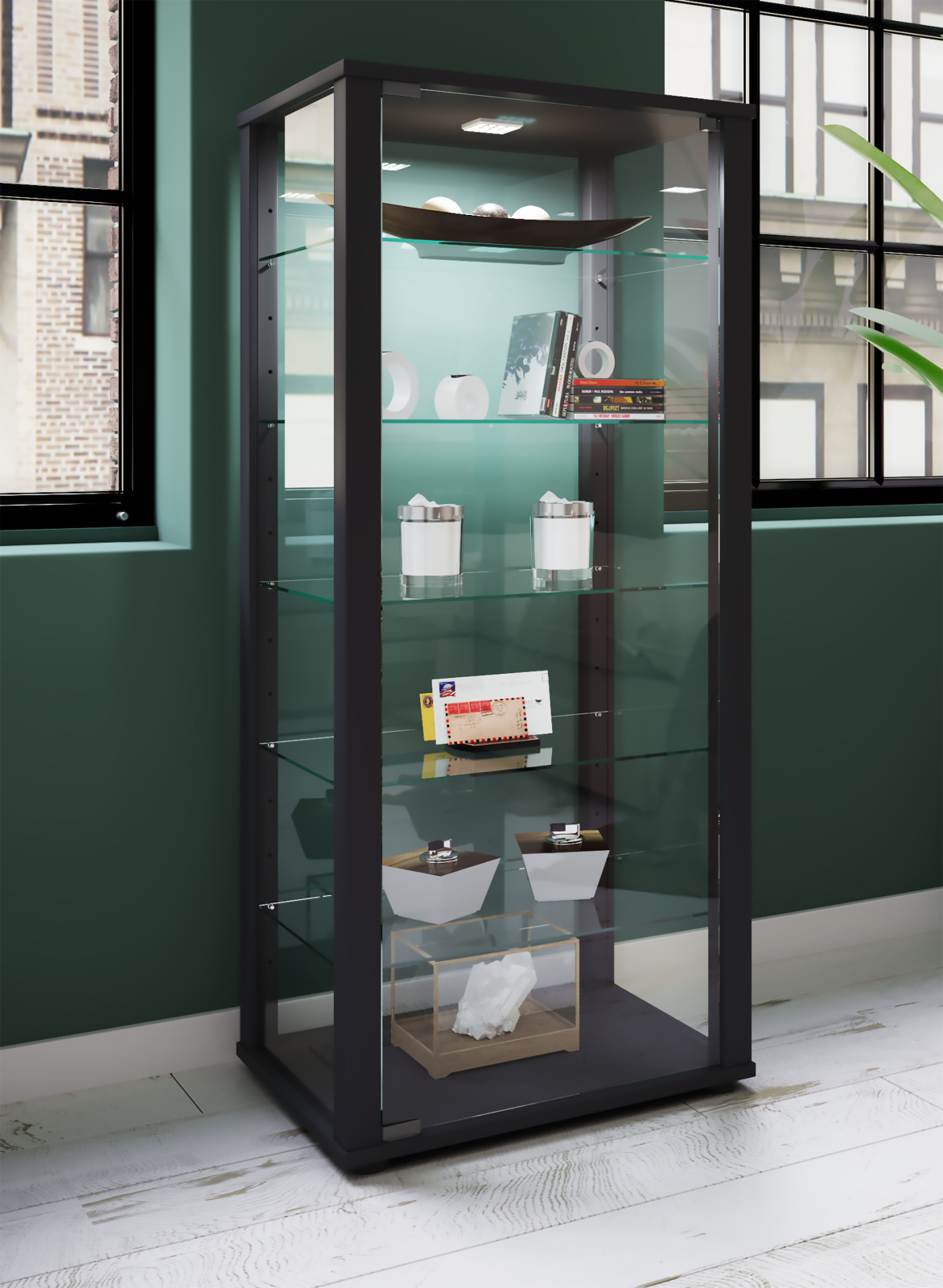 Vitrine KAVISA L - schwarz - 114,5 cm hoch