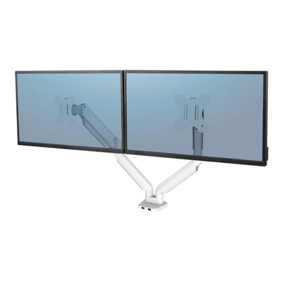 Fellowes Platinum series - Bras porte écran double réglable - fixation sur bureau - blanc