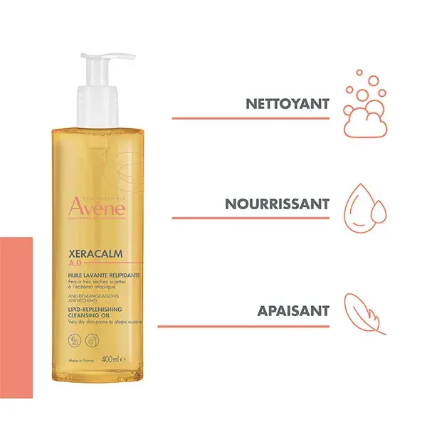 Óleo de Limpeza Repositor de Lipídios Avène XeraCalm AD, Pacote com 2 x 400ml