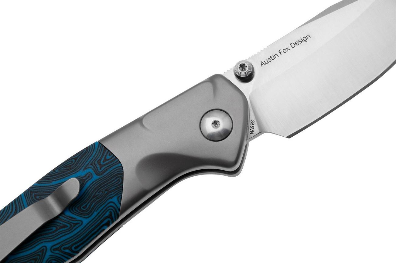 Real Steel Hoeft 7901DB Satin S35VN, Blue G-Mascus zakmes, Austin Fox design