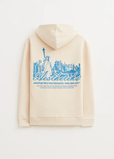 Hoodie met print ristorante off-white (CREME.L)