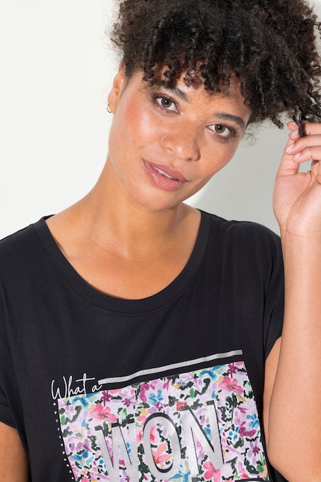 T-Shirt, oversized, farbiger Print, Rundhals