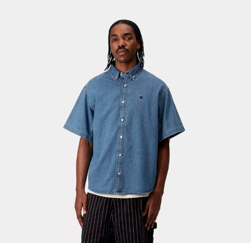 Carhartt WIP SS Lucas Shirt Blue Stone Washed