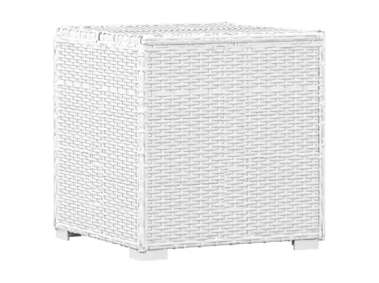 Chaises longues de jardin table à thé 3pcs Résine tressée Blanc