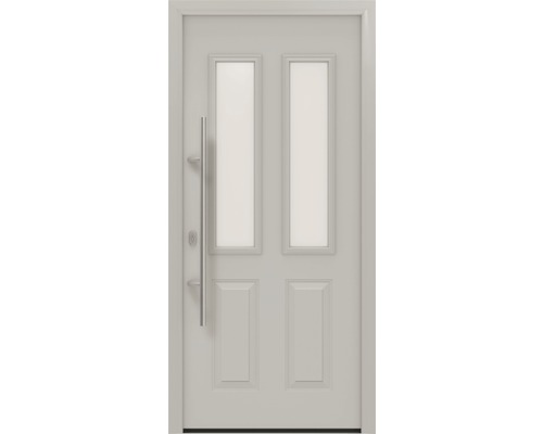 EcoStar ISOPRO IP 410 S voordeur, 1100 x 2100 mm, linksdraaiend, RAL 9006 wit aluminium mat, inclusief beslagset, RVS-greep, veiligheidsprofielcilinder met 5 sleutels