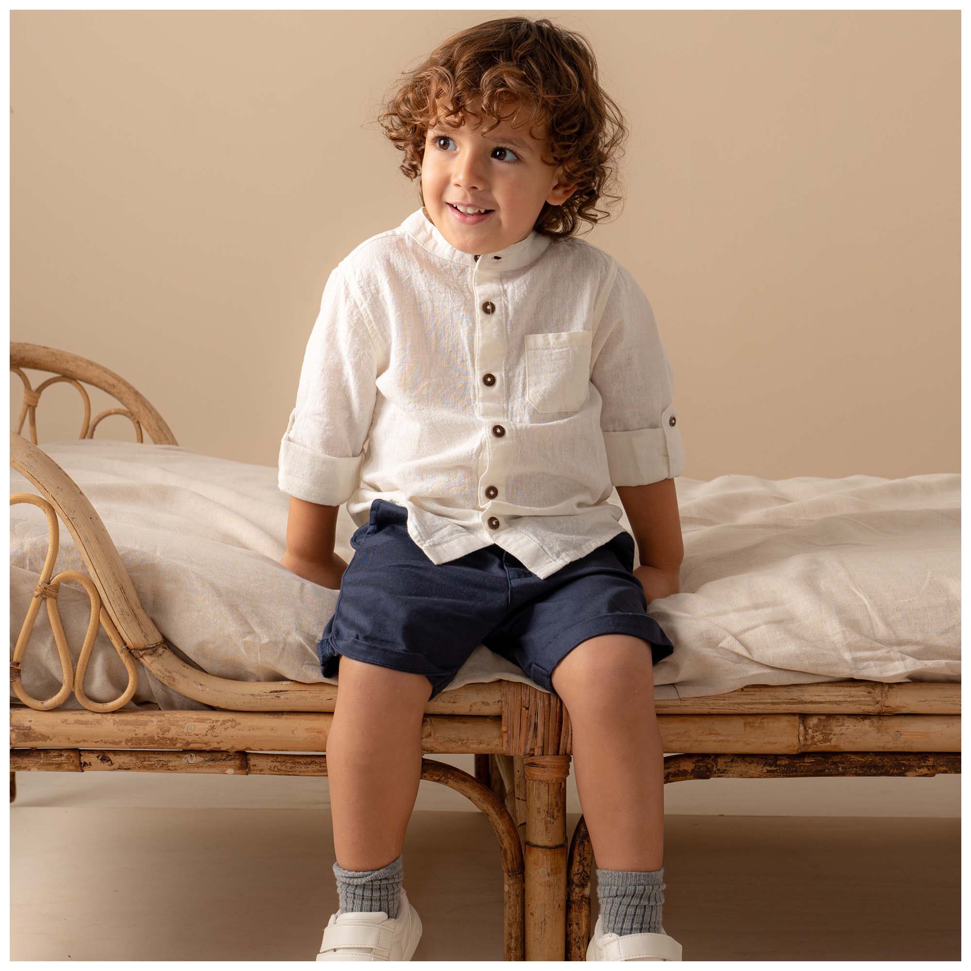 Prénatal peuter short  effen blauw