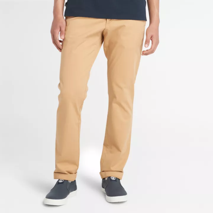 Pantalon chino en sergé extensible pour homme en jaune clair