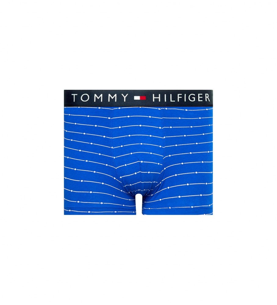 Cuecas boxer Tommy Hilfiger, pacote com 5 unidades, estampa azul marinho.