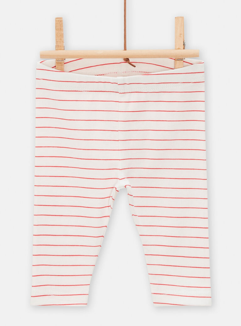 Ensemble robe imprimé moineaux et legging rayé rouge
