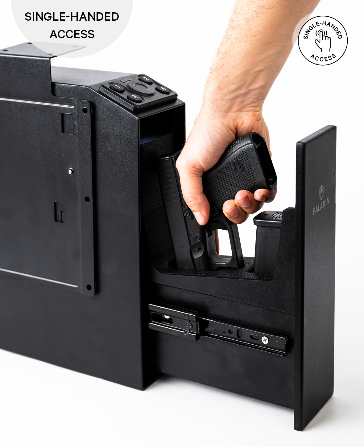 Automatischer Slide Pistolen Waffen Safe mit Fingerprintsensor - Schwarz