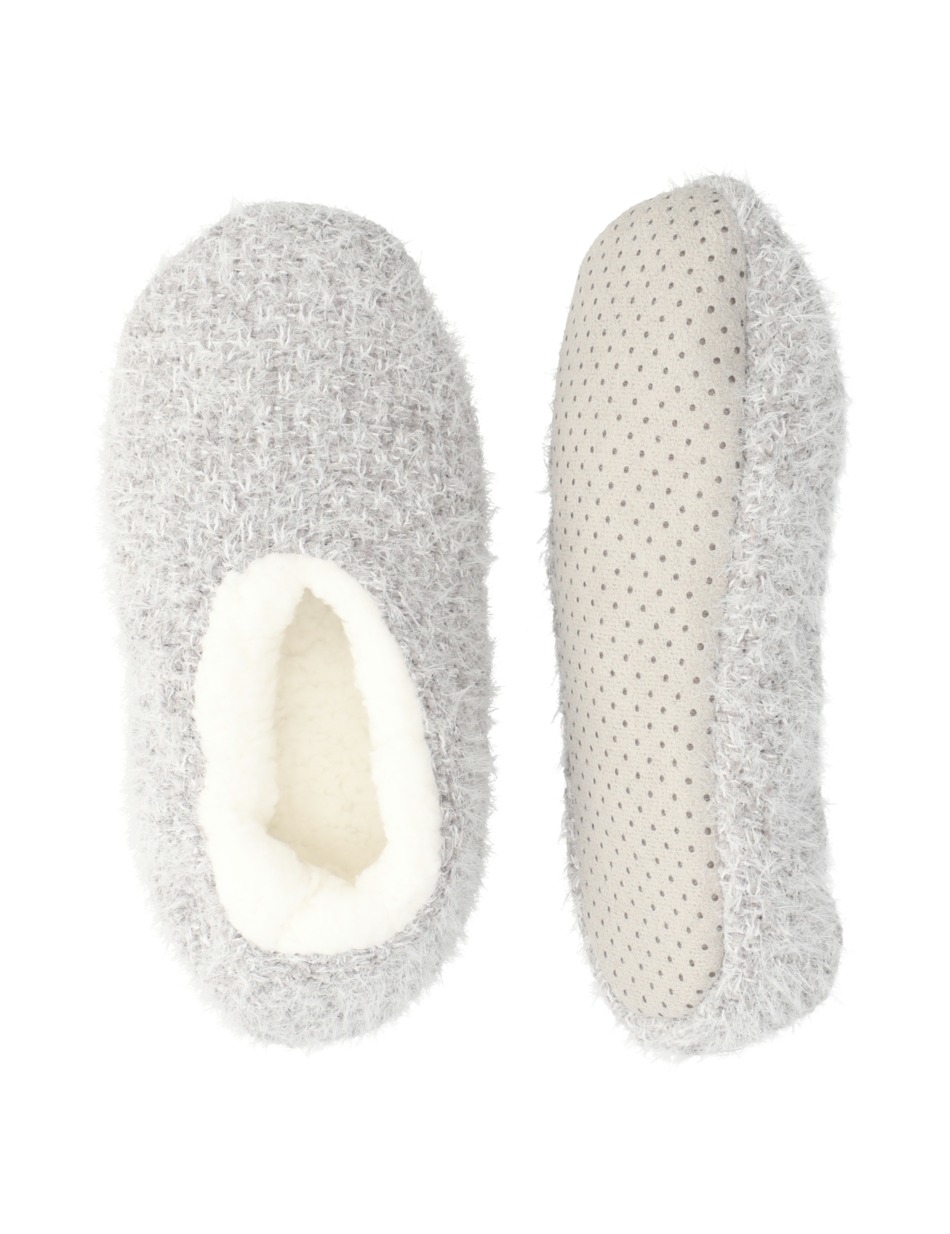 CHENILLE WITH FAKE FUR SLIPPERS 1P