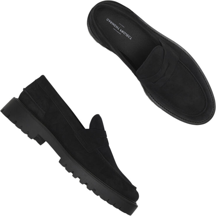 Garment Project Aaron Penny Loafer - Black Suede Black