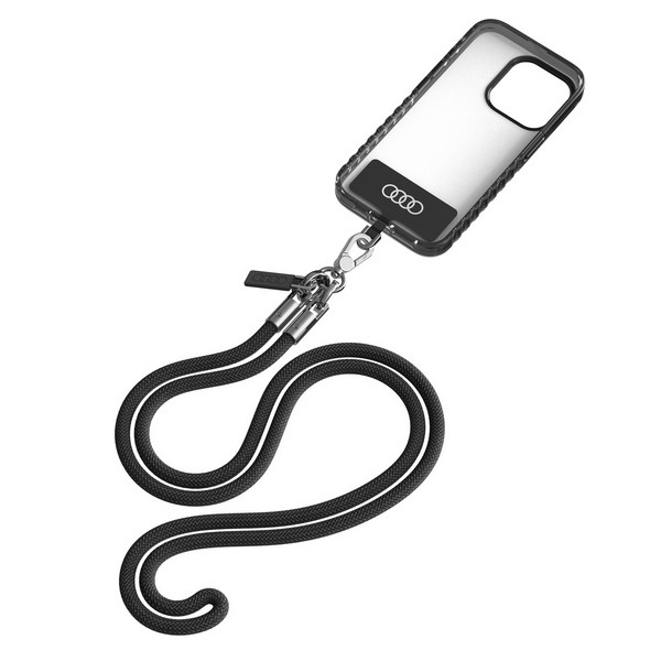 (120cm) Universal Necklace Handykette Nylon Umhängeband für Schutzhülle   1x Einlage (AU-CBL8-R8/D1-BK) - Schwarz