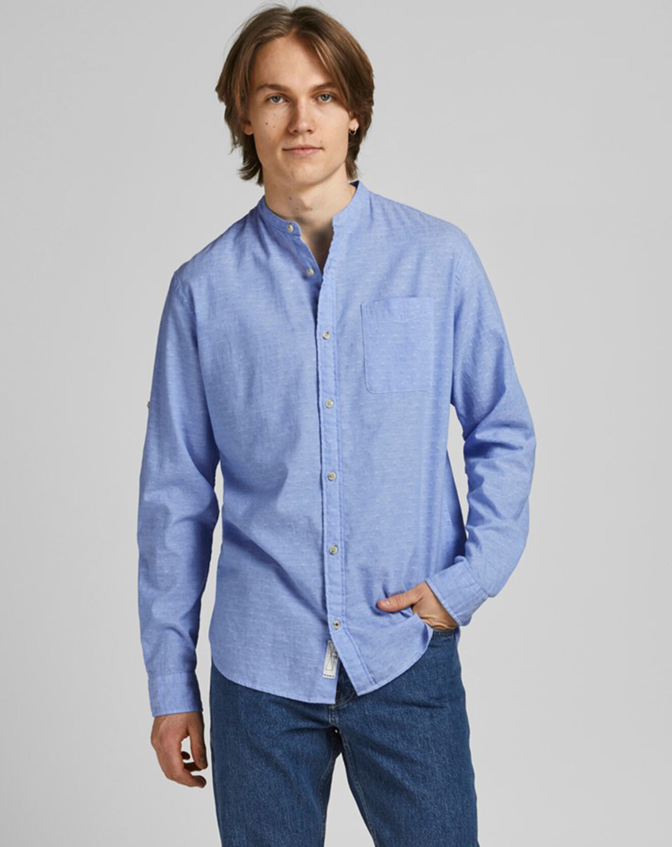 Jack & Jones Chemise en Coton & Lin Jprblusummer bleue