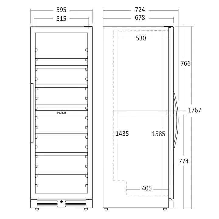 Scandomestic SV 124 X - Vinkøleskab - 2 Zoner - bredde: 59.5 cm - dybde: 67.7 cm - højde: 176.4 cm - 416 liter - Rustfit stål/sort - Optil 126 flasker